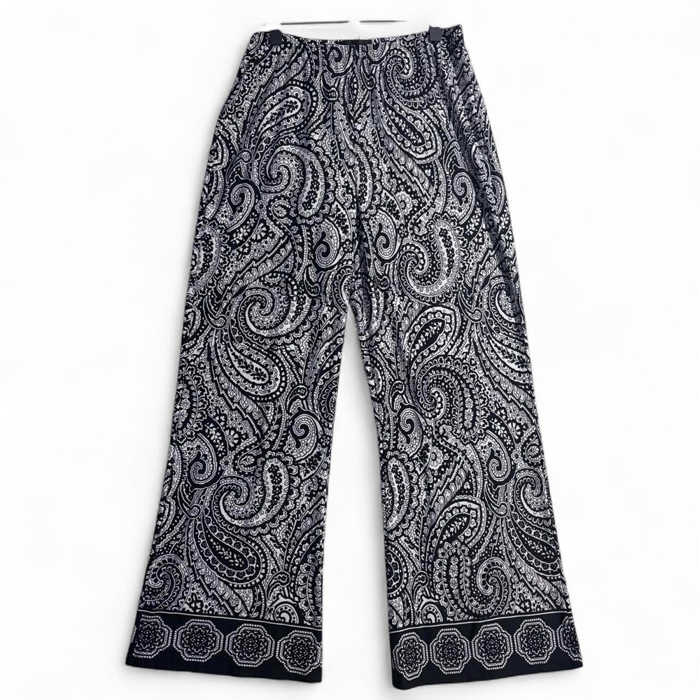 Travel Elements Paisley Wide Leg Pants Black White Boho SM1329200518 Womens L
